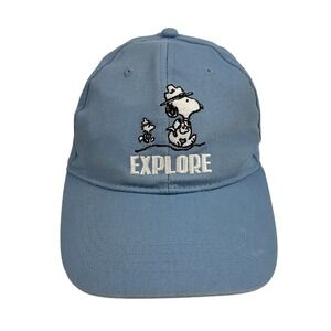 Peanuts Snoopy Woodstock Explore Blue Baseball Cap Hat One Size
